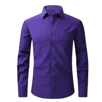 Camisas de Vestir de Negocios para Hombre de Alta Calidad, Manga Larga, Botones, Formales, Poliéster/Algodón, Transpirables, Venta al Por Mayor