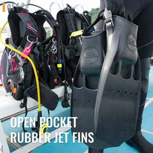 Aletas de buceo de caucho flexibles Aropec amarillas/negras con talón abierto y bolsillo, equipo de buceo de alta resistencia para aguas profundas, OEM ODM personalizado - Product Image 2