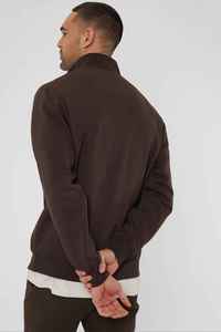 Sweat-shirt à col montant pour homme, coupe classique, tricoté, manches longues, couleur unie, style automne, design minimaliste - Product Image 4