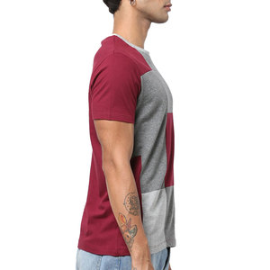 Men's Color Blocked Short Sleeve T-<b>Shirt</b> O-Neck Casual <b>Patchwork</b> Design Regular Fit Knitted Fabric T-<b>Shirt</b> - Product Image 3