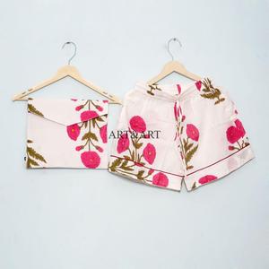 ชุดนอนผ้าฝ้ายหรูหราสำหรับผู้หญิง สไตล์โรแมนติก ใส่ได้ทุกฤดูใบไม้ผลิ ฤดูร้อน ฤดูใบไม้ร่วง ระบายอากาศได้ดี แห้งเร็ว เบาสบาย คอวี แขนสั้น เอวสูง - Product Image 2