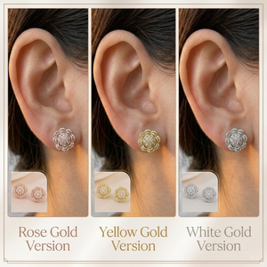Hong Kong Jewelry's High Quality 18K White Gold Stud Earrings Romantic Vintage Design Diamond Women's Flower Shape Wedding - Product Image 5