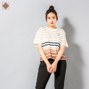 OEM ODM Taiwán hizo la camiseta de la impresión rayada de las mujeres para los hombres mujeres - Product Image 1