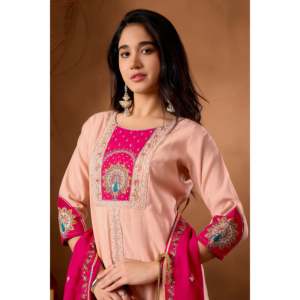 Ensemble Anarkali Kurti Palazzo Dupatta - Robe de soirée - Product Image 2