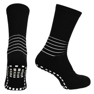 Custom Logo Anti Slip Athletic <b>Socks</b> Crew Length Striped Design For Running Gym Yoga Sports With Silicon Grip Pads <b>Black</b> Adult - Product Image 4