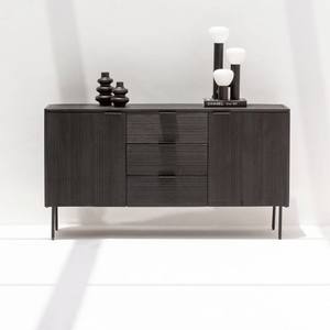 Buffet à 3 tiroirs et 2 portes Vandana Pebble Zenova Noir pour un rangement moderne et élégant à la maison - Product Image 1
