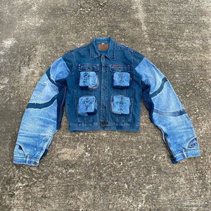 Men's Jacket Denim <b>Blazer</b> Casual Suit Distressed Cotton Jeans Coat Outwear Slim Premium Stretch Denim Jeans Jacket - Product Image 1