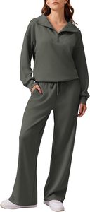 Conjunto de ropa de mujer al por mayor de 2 piezas: Top corto con cremallera y falda vaquera lavada de talle alto con abertura, ¡novedad! - Product Image 3