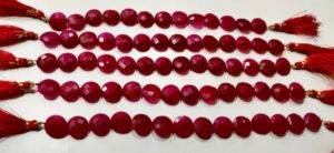 Perles de rubis rondes en forme de pièce de monnaie, facettées, percées sur un côté, 15 mm, vendues par brin de 8 pouces de long - Product Image 5