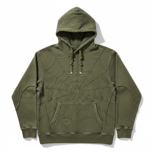 Sudadera con capucha lisa al por mayor, con logotipo personalizado, para hombre, de forro polar grueso, estilo pullover, con diseño de telaraña, chándal unisex, sudaderas gráficas - Product Image 2