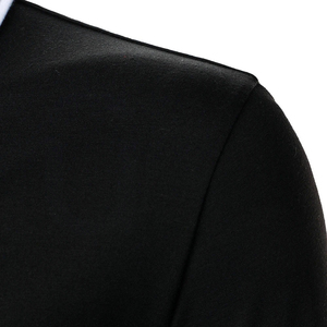 Polo à manches courtes pour homme, à blocs de couleur, fermeture éclair, décontracté, tricoté, coupe classique, noir et blanc - Product Image 6