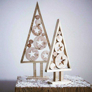 Décoration de Noël en bois naturel et MDF, support élégant et accessoires pour tables de Noël festives - Product Image 4
