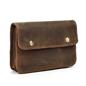 Vintage Style Genuine Leather Zipper Closure Waterproof Unisex Letter Pattern Handmade High Quality Leather Waist Bag - Product Image 6