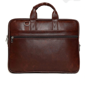 Porte-documents en cuir PU marron pour homme, sac d'ordinateur portable vintage pour affaires avec sangle amovible et fermeture à glissière pour le bureau et les voyages - Product Image 1