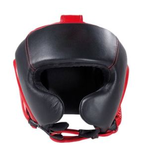 Casque de boxe Five B en cuir noir et rouge, protection de la tête, casque de sport unisexe pour adultes, fermeture à boucle - Product Image 1