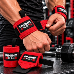 สายรัดข้อมือผ้าฝ้าย RHINO FITNESS แบบตีนตุ๊กแก สำหรับมือซ้าย สายรัดพยุงข้อมือสำหรับยกน้ำหนัก - Product Image 5