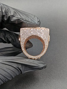 Round Cut Diamond <b>Ring</b> Men's Statement Pave 14K Rose Gold Plated Luxury Cocktail <b>Iced</b> Out Real Moissanite <b>Ring</b> for Men's - Product Image 3