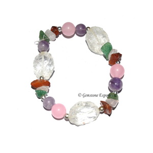 Bracelet de guérison artisanal en pierres précieuses sculptées, perles de pierres mélangées, cadeau souvenir d'affaires, d'amour, de Noël, d'Halloween - Product Image 1