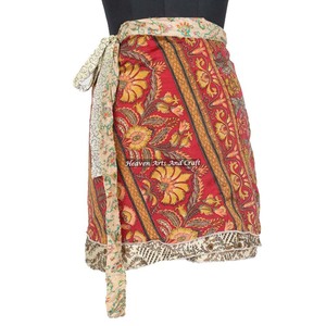 Magic Medium 21" Wrap Mini <b>Skirt</b> Reversible Silk Wrap Mini <b>Skirt</b> Halter Short Sari Wrap <b>Skirt</b> Trendy Boho <b>Gypsy</b> Beach Cover Sari - Product Image 6