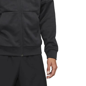 Sweat-shirt à capuche zippé noir pour homme, manches raglan, coupe classique, style décontracté, tissu polaire polyester/coton, séchage rapide, respirant - Product Image 4