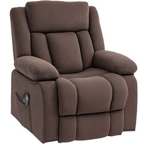 Poltrona Reclinabile Elettrica Marrone con Massaggio e Riscaldamento, Tasche Laterali e Set di Coperture Rimovibili - Product Image 1