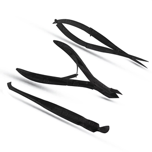 Empujador de cutículas con agarre firme, pinza para cejas, cortaúñas, tijeras de resorte, embalaje personalizado, kit negro personalizado, proveedores - Product Image 5