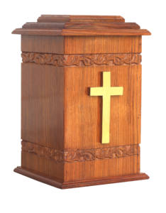 Urnes de crémation en bois de conception de croix en laiton pour adultes urnes funéraires urnes funéraires taille personnalisée fournitures funéraires - Product Image 1