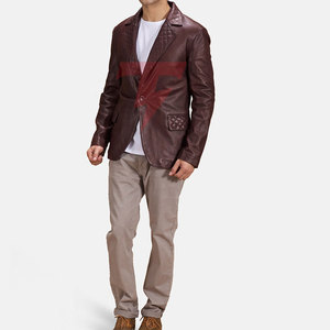 Blazer de Cuero Cruzado para Hombre, Estilo Moderno, Manga Larga, Cuello Clásico, Transpirable, Estilo Americano, Formal - Product Image 5