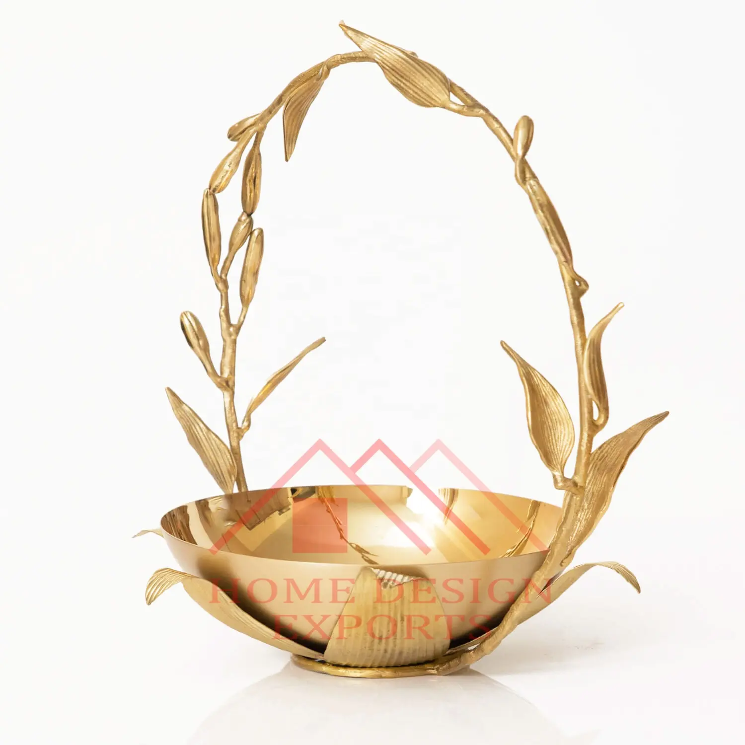 Dekorasi Rumah Daun Lili Tas Tangan Emas Mangkuk untuk Dekorasi Atas Meja/Mangkuk Saji Dapur/Vas Mangkuk Bunga Alas Emas untuk Dijual