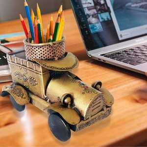 Quality Handcrafted Golden Iron <b>Car</b> Pen Stand Long-Lasting Vintage Diwali Gift Antique Desk Organizer for Office Living Room - Product Image 4