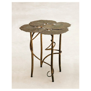 Mesa de Noche de Aluminio de Diseño, Acabado Metálico Elegante, Diseño Art Deco, Multifuncional para Dormitorio Moderno - Product Image 2