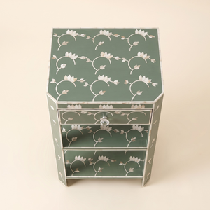 Modern Floral Pattern Handmade Mother of Pearl Inlay Side Table With 1 Drawer Handmade Wooden Bedside <b>Cabinet</b> Table Nightstand - Product Image 2
