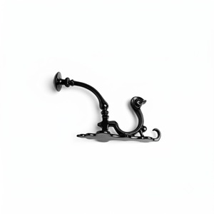 Porte-manteau mural double crochet en métal noir, robuste, en fonte, support pour vêtements et serviettes, crochet de salle de bain, installation facile - Product Image 2