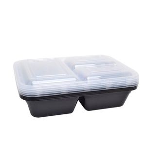 Set di 4 Contenitori per Alimenti con 3 Scomparti, 10 Pezzi, Colore Nero - Product Image 3