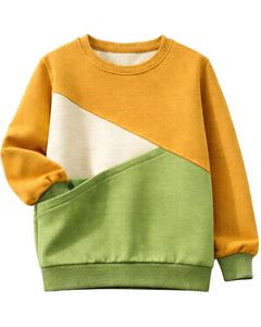 เสื้อสเวตเชิ้ตผู้หญิงสีเหลืองและเขียวแบบคัลเลอร์บล็อก คอวี ทรงหลวม สไตล์ลำลอง สำหรับฤดูหนาว ผลิตตามสั่ง แฟชั่นเสื้อผ้าโอเวอร์ไซส์ - Product Image 1