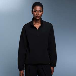 Ensemble de survêtement athlétique deux pièces pour femme, col en V, entièrement extensible, 100 % coton, respirant, en molleton écologique réversible - Product Image 6