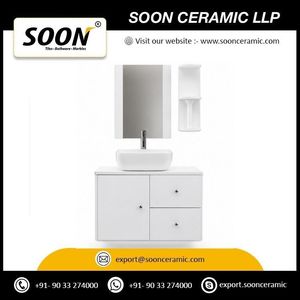 Mueble de Baño Moderno con Lavabo Integrado de Cerámica y Aleación de Aluminio, Resistente al Agua, con Espejo y Gabinete, Calidad de Hotel, Color Blanco - Product Image 5