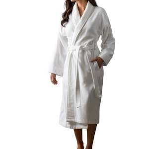 Al por mayor: Albornoz térmico de algodón orgánico y bambú para mujer, transpirable, ecológico, con bordado personalizado y tejido frontal de punto. - Product Image 1