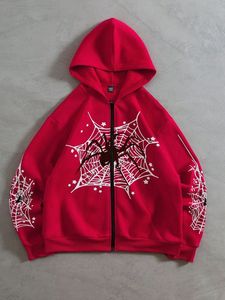 Sweat-shirt à capuche zippé pour homme Spider-Man imprimé personnalisé, rouge, coupe classique, décontracté, en polyester tissé, pour l'automne, style urbain - Product Image 2