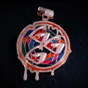 Custom Made Moissanite <b>Charm</b> Pendant Rotatable & Iced Out Sterling <b>Silver</b> with Rhodium Plating Hip-hop Style - Product Image 1