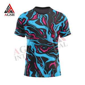 <b>Men's</b> Short Sleeve Sublimation Printed T-<b>Shirt</b> <b>Black</b> Blue Pink Abstract Pattern Quick Dry <b>Slim</b> <b>Fit</b> Sporty O-Neck Polyester - Product Image 5