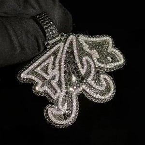Luxueux glacé VVS pendentifs personnalisés 925 argent FAB nom lettre pendentif Hip Hop Dope noir Moissanite lettre pendentif en gros - Product Image 1