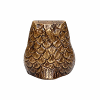 Statue d'hibou en laiton artisanale, figurine d'hibou détaillée, finition or antique, sculpture d'oiseau en métal, œuvre d'art décorative pour la maison