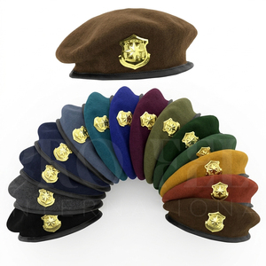 100% Polyester Wool Blend Peak Cap Classic <b>Beret</b> Style Hat Adjustable Outdoor Uniform Accessory Headwear Gold Embroidery Hats - Product Image 1
