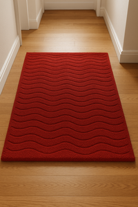 100% Premium Wool Handcrafted 3D Wave Pattern Rug red color Modern Style Handloom Design Wool Rug <b>Sets</b> for Home and Picnic Use - Product Image 2