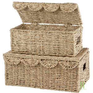 Handmade Seagrass Storage Box with Lid Eco Friendly Woven Basket Organizer Natural Storage Basket for Home Decor - Product Image 6