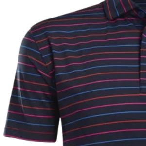 Polo rayé bleu marine et rouge pour homme, manches courtes, décontracté, sportif, confortable, idéal pour le golf et l'entraînement - Product Image 5