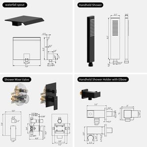 Set Doccia e Vasca da Bagno Nero Opaco a Parete con Doccetta per Camere da Letto Moderne - Product Image 6