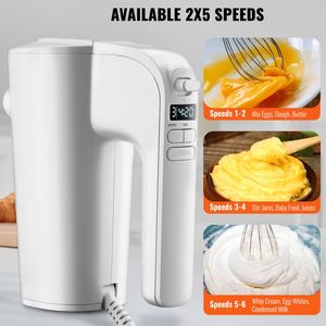 Frullatore Elettrico Portatile 200W, 5 Velocità Digitali, Turbo Boost, Fruste, Ganci per Impasto, Frusta, Contenitore, Utensile da Cucina Senza Fili - Product Image 2