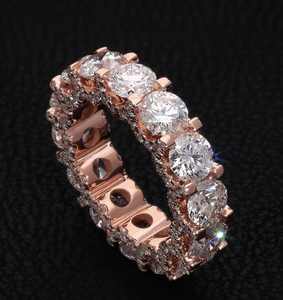 แหวนฮิปฮอปแบบปรับแต่งได้สำหรับผู้ชาย/ยูนิเซ็กซ์ ชุบแพลตตินั่ม เงินแท้ 925 พร้อมขอบประดับมอสซาไนต์ - ของขวัญแต่งงาน - Product Image 1